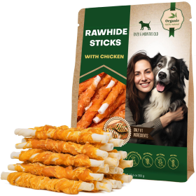 Dog Rawhide Sticks Wrapped with Chicken & Pet Natural Chew Treats