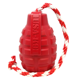 cUSA-K9 Grenade Shaped Durable Rubber Chew Toy, Treat Dispenser, Reward Toy