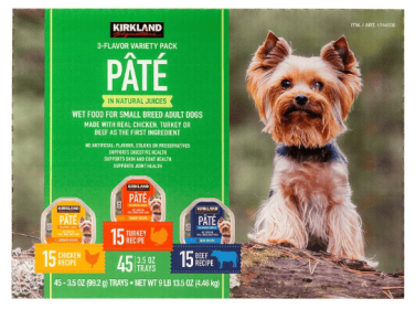 Kirkland Signature Pate Wet Dog Food Variety Pack, 3.5 oz, 45-count