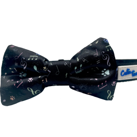 Cutie Ties Dog Bow Tie (Color: Music Notes/Black, size: One size)
